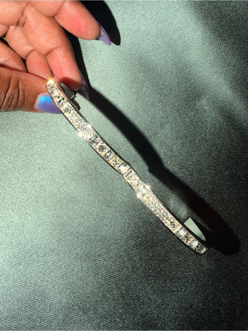 Silver Henri Bendel Crystal Bangle Bracelet - Elegant Women's Jewelry
